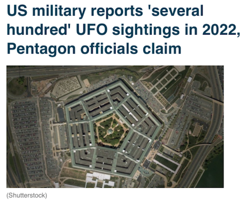Penatagon Tracking Center UFO Reports increase in 2022