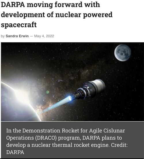 DARPA is moving forward with nuclear spacecraft propulsion